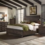 Thornwood Hills - 4 Piece Bedroom Set (King Storage Bed, Dresser & Mirror, Nightstand) - Rock Beaten Brown