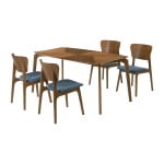 Kalia - 5 Piece Dining Set - Walnut / Blue