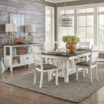 Brook Bay - 5 Piece Trestle Table Set - Textured White / Carbon Gray
