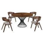 Cirque And Jackie - 5 Piece Round Dining Set - Walnut
