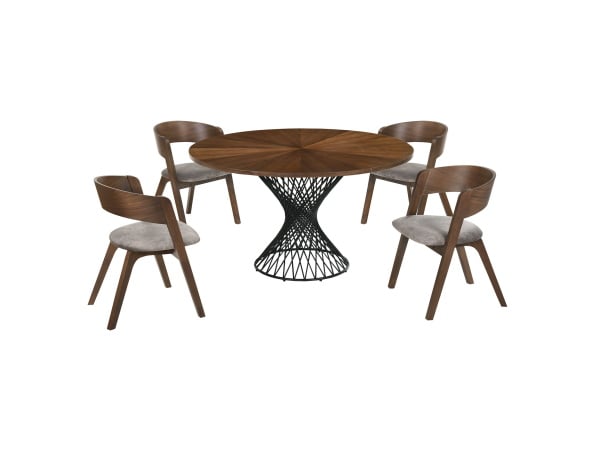 Cirque And Jackie – 5 Piece Round Dining Set – Walnut Dining Sets Direct Express