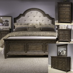 Paradise Valley - 5 Piece Bedroom Set (King Upholstered Bed, Dresser & Mirror, Chest, Nightstand) - Saddle Brown