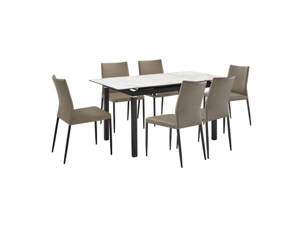 Giana Kash – 7 Piece Extendable Dining Set – Taupe Gray Dining Sets Direct Express