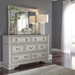 Abbey Park - 5 Piece Bedroom Set (Queen Upholstered Sleigh Bed, Dresser & Mirror, Chest, Nightstand) - White - Image 2