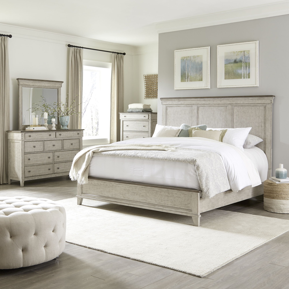 c68a4f4295d83eed84b90f79ee5a86c9 Ivy Hollow - 4 Piece Bedroom Set (Queen Panel Bed, Dresser & Mirror, Chest) - White - Image 1