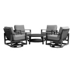 Cayman - 5 Piece Outdoor Seating Set With Cushion - Black / Dark Gray