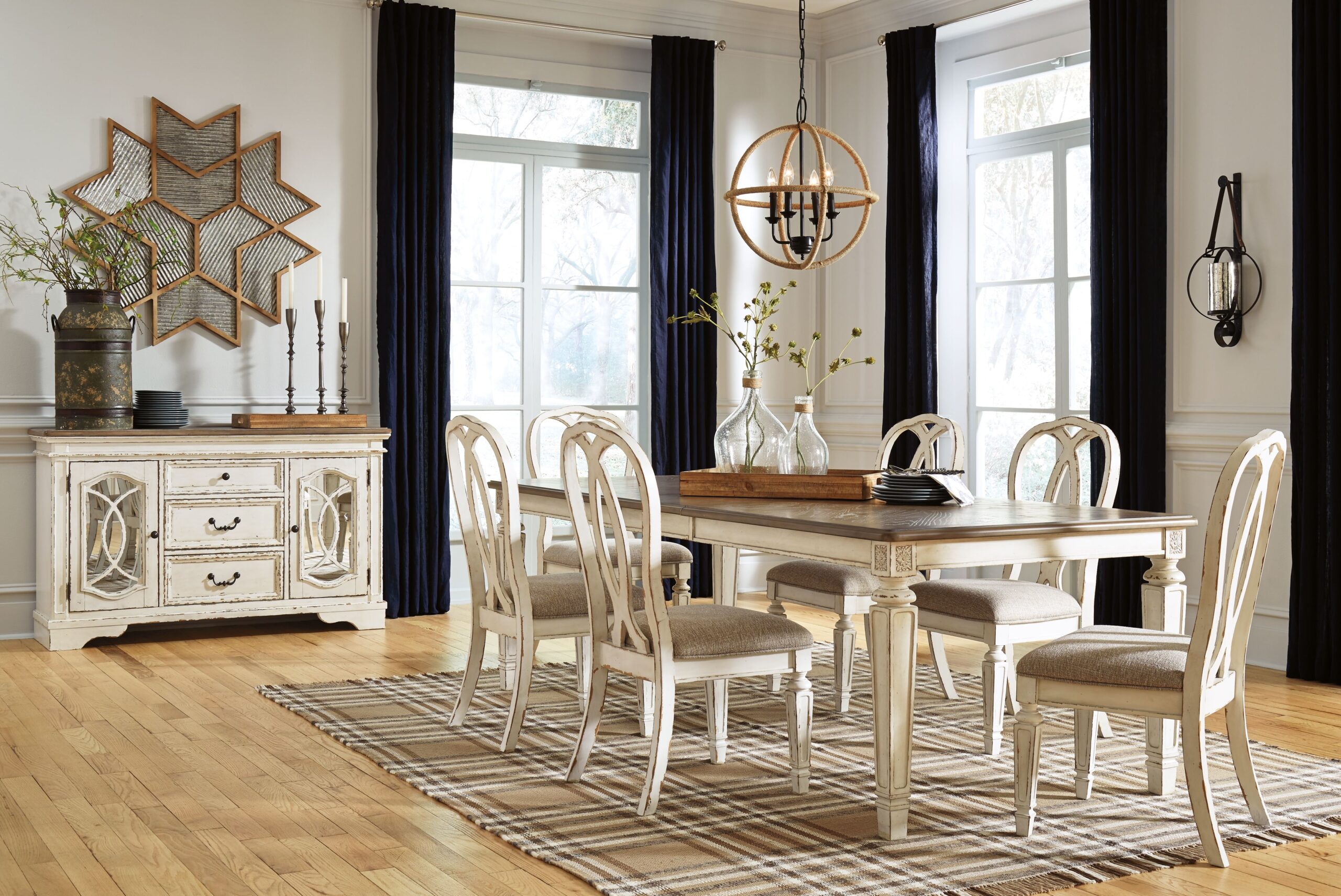 Realyn - 7 Pc. - Extension Table, 6 Ribbon Backed Side Chairs - White