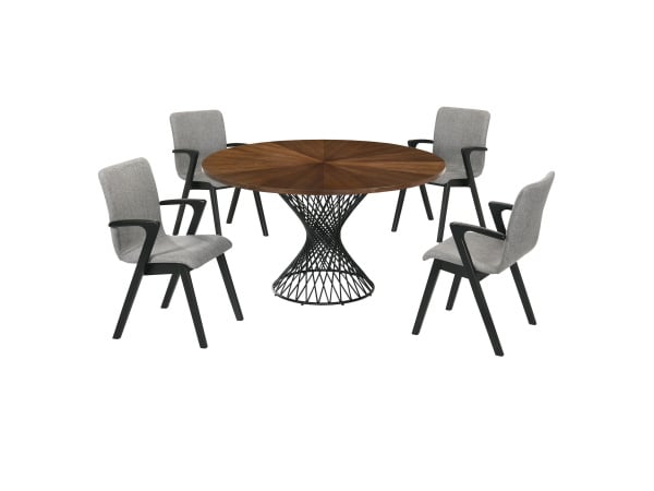 Cirque And Varde – 5 Piece Round Dining Set – Walnut Dining Sets Direct Express