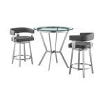 Naomi And Lorin - 3 Piece Counter Height Dining Set - Brushed Silver / Gray
