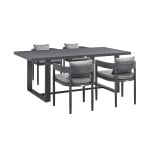 Menorca - Outdoor Patio 5 Piece Dining Table Set - Gray