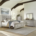 Heartland - 4 Piece Bedroom Set (King Panel Bed, Dresser & Mirror, Chest) - Aged White