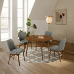 Arcadia And Azalea - Round 5 Piece Dining Set - Walnut / Charcoal - Image 10