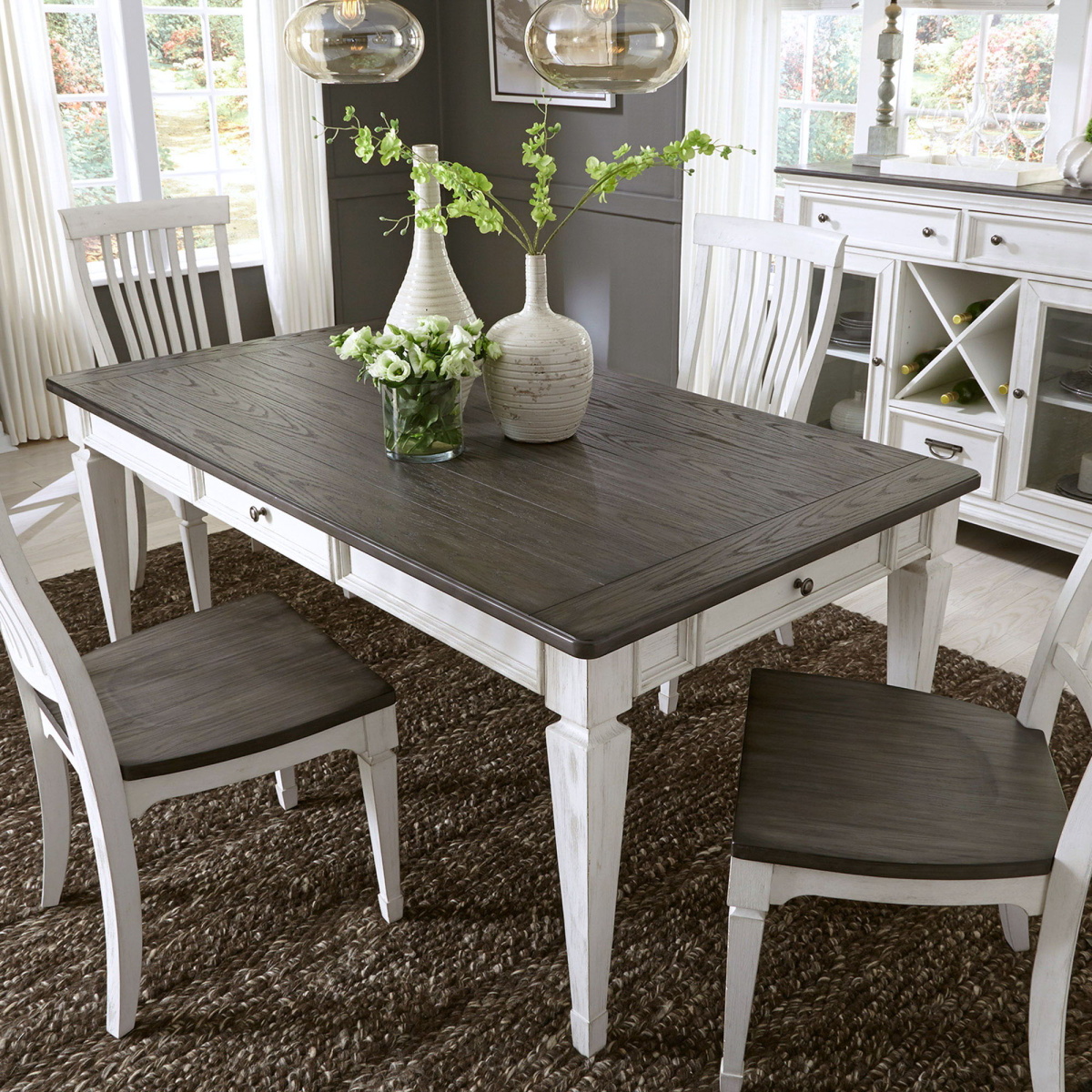 d02fdd51314b80fcefd9539594160d57 Allyson Park - 5 Piece Rectangular Table Set - White - Image 1