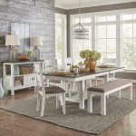 Brook Bay - 6 Piece Trestle Table Set - Textured White / Carbon Gray
