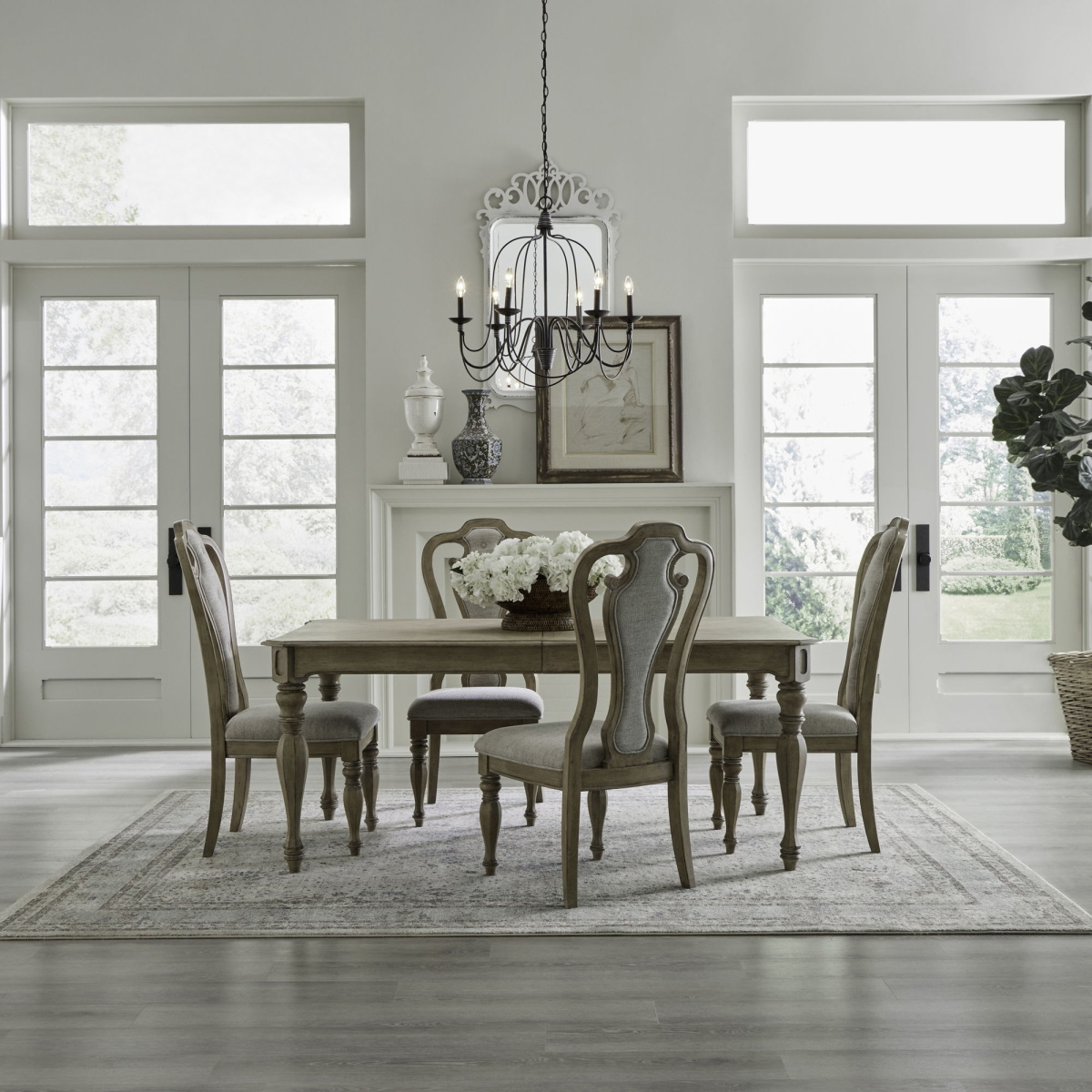 d492cb2f66c8365e5b8b0b5d83f1ba35 Magnolia Manor - 5 Piece Rectangular Table Set - Light Brown - Image 1