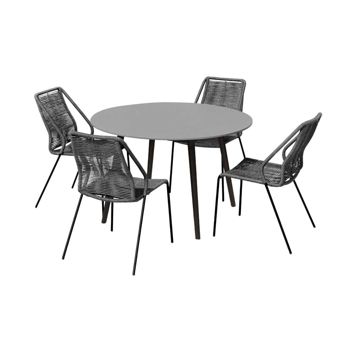 d5ac6360a0b21234ae334e88fa48b9d0 Kylie And Clip - Outdoor Patio 5 Piece Dining Set - Gray / Black Eucalyptus - Image 1