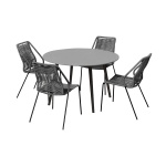 Kylie And Clip - Outdoor Patio 5 Piece Dining Set - Gray / Black Eucalyptus