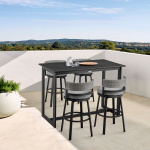 Encinitas - 5 Piece Bar Outdoor Patio Table Set With Cushions - Gray - Image 10