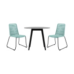 Kylie And Shasta - 3 Piece Outdoor Patio Dining Set - Black Eucalyptus / Wasabi