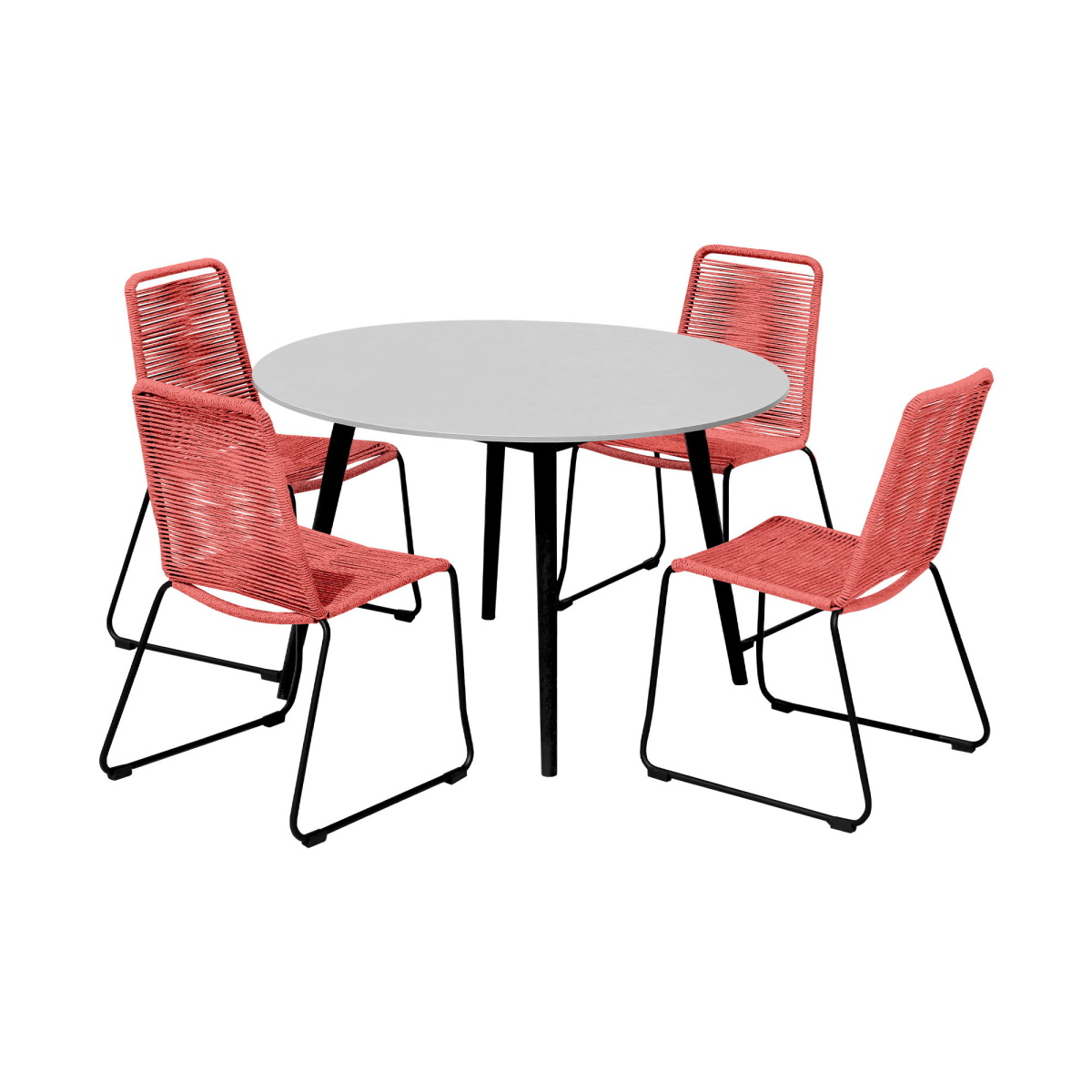 d9563856a898b37e1dd87cb248b7cc4a Kylie And Shasta - 5 Piece Patio Outdoor Dining Set - Brick Red / Black Eucalyptus - Image 1