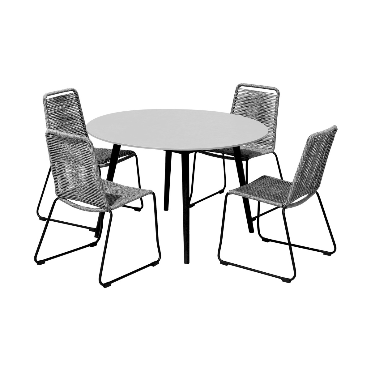 dae1ac90f9e245783d5f132b220d92c5 Kylie And Shasta - 5 Piece Patio Outdoor Dining Set - Gray / Black Eucalyptus - Image 1