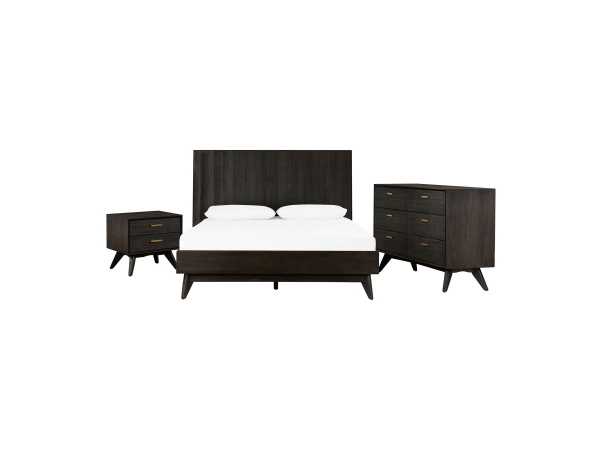Baly – 4 Piece Acacia King Loft Bedroom Set With Dresser And Nightstands – Brushed Brown / Gray Bedroom Sets Direct Express 31