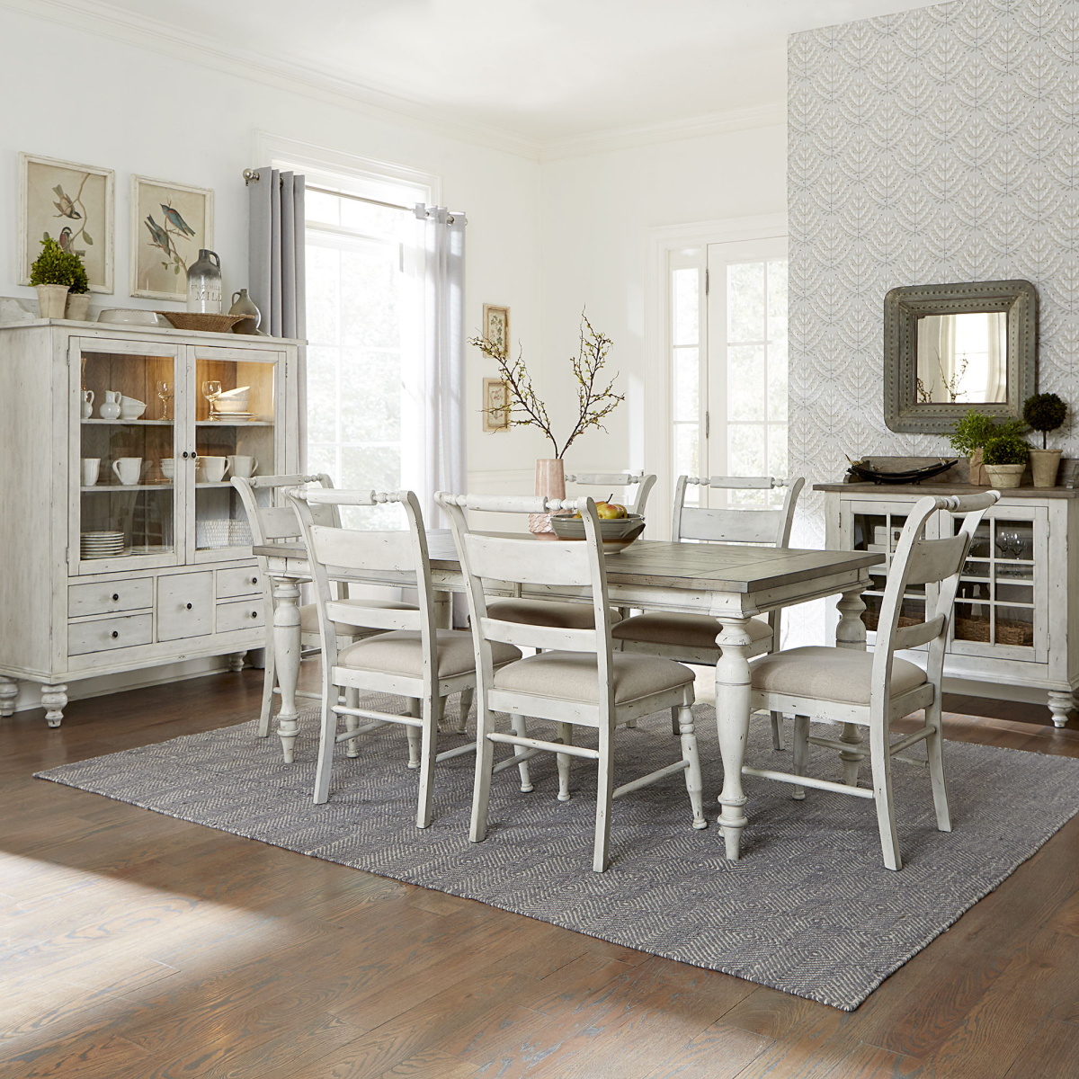 dd6a9d091045ee5932dd0d0f7951baf0 Whitney - 7 Piece Rectangular Table Set - White - Image 1
