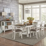 Brook Bay - 7 Piece Trestle Table Set - Textured White / Carbon Gray