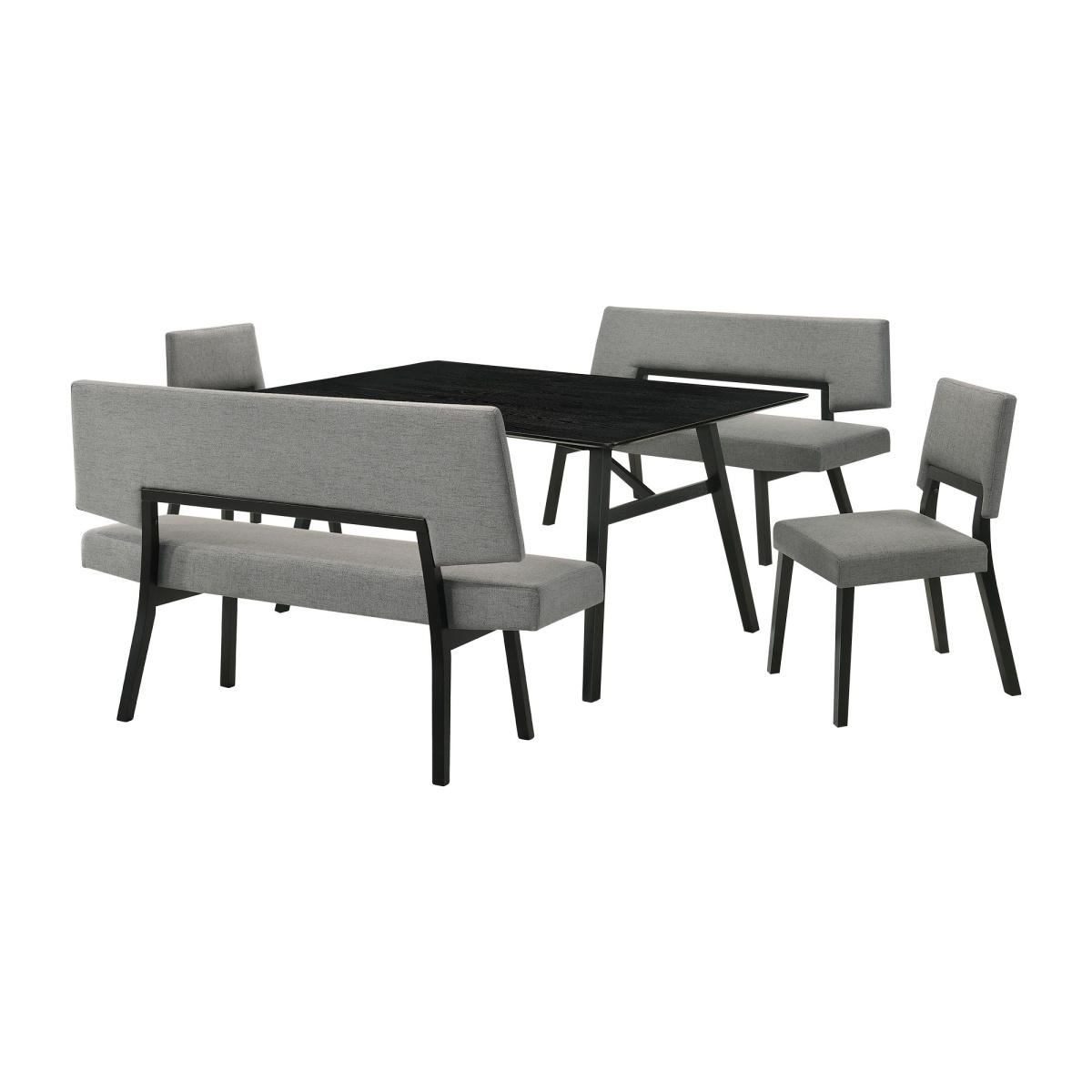 deaa2670c543317a71cfd4fd6776c411 Channell - 5 Piece Dining Table Set With Benches - Charcoal / Black - Image 1