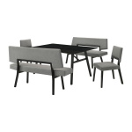 Channell - 5 Piece Dining Table Set With Benches - Charcoal / Black