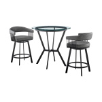 Naomi And Chelsea - 3 Piece Counter Height Dining Set - Black / Gray