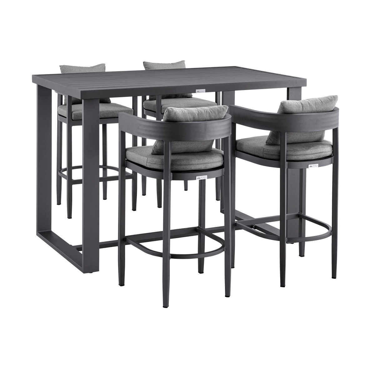 e58460dfd3d37de15dd161e7ceae281c Menorca - Outdoor Patio 5 Piece Bar Table Set - Gray - Image 1