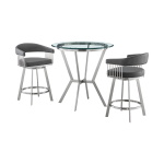 Naomi And Chelsea - 3 Piece Counter Height Dining Set - Brushed Silver / Gray