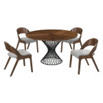 Cirque And Polly - 5 Piece Round Dining Set - Walnut