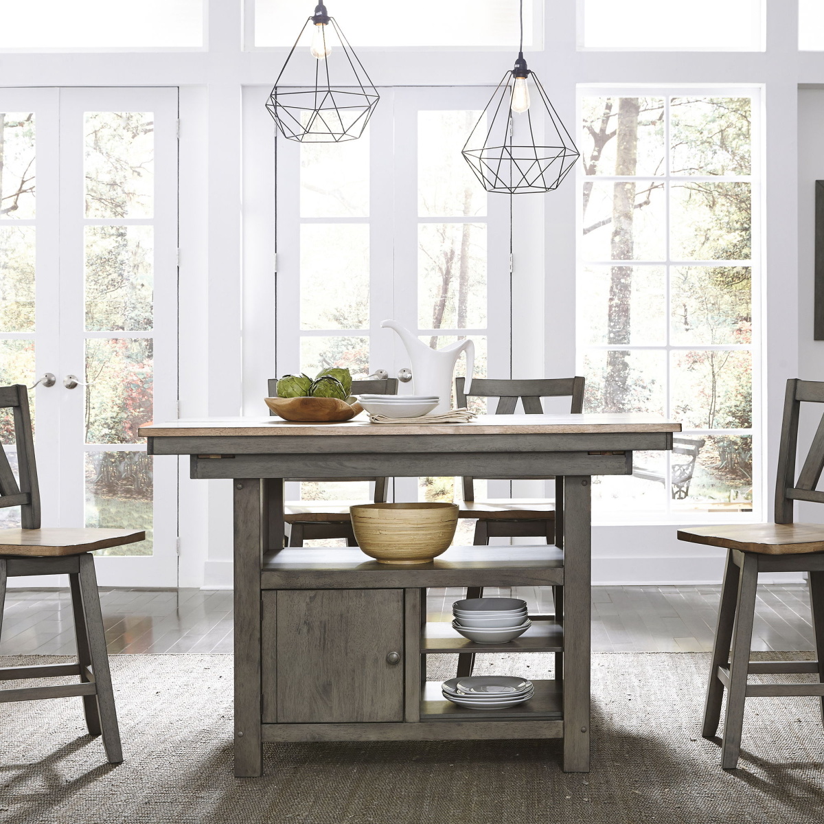 e7a6d849b8cca40fae2a08977dc898dd Lindsey Farm - 5 Piece Gathering Table Set - Dark Gray - Image 1