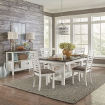 Brook Bay - 5 Piece Trestle Table Set (Ladder Chair Back) - Textured White / Carbon Gray
