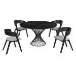 Cirque And Jackie - 5 Piece Round Dining Set - Black