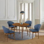 Arcadia - Round 5 Piece Dining Set - Blue / Walnut - Image 10