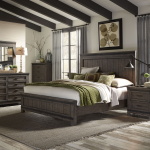 Thornwood Hills - 4 Piece Bedroom Set (Queen Panel Bed, Dresser & Mirror, Nightstand) - Rock Beaten Brown