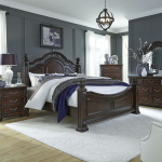Messina Estates - 5 Piece Bedroom Set (Queen Poster Bed, Dresser & Mirror, Chest, Nightstand) - Dark Brown