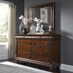 Rustic Traditions - 4 Piece Bedroom Set (Queen Sleigh Bed, Dresser & Mirror, Chest) - Dark Brown - Image 2