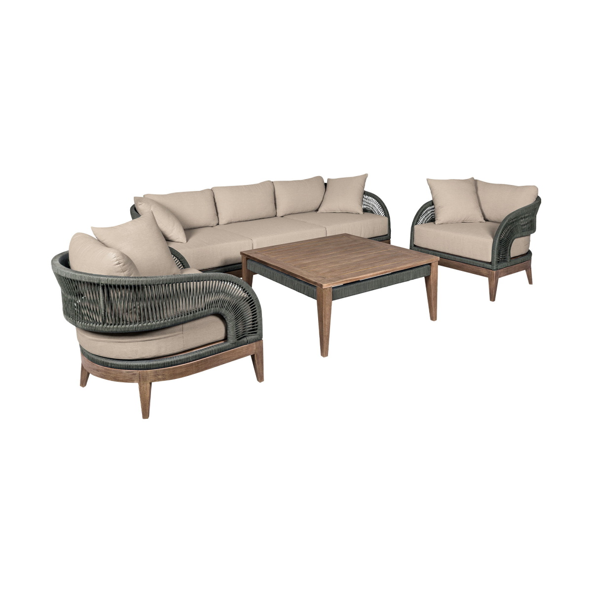 f7c2c2918026bdee6fb39afe4865869d Orbit - 4 Piece Outdoor Patio Conversation Set - Weathered Eucalyptus / Taupe - Image 1