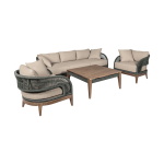 Orbit - 4 Piece Outdoor Patio Conversation Set - Weathered Eucalyptus / Taupe