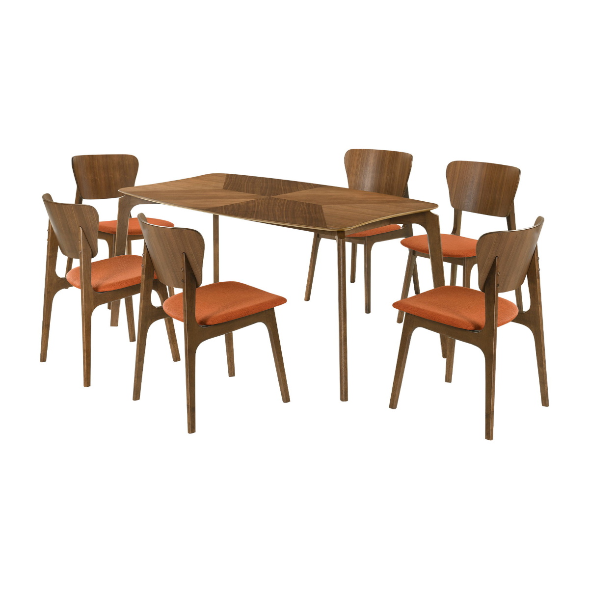 fd0a642cef51d7190c618f8e01c7ea1b Kalia - 7 Piece Dining Set - Walnut / Orange - Image 1