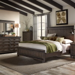 Thornwood Hills - 4 Piece Bedroom Set (California King Panel Bed, Dresser & Mirror, Chest) - Rock Beaten Brown