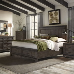Thornwood Hills - 4 Piece Bedroom Set (Queen Storage Bed, Dresser & Mirror, Nightstand) - Dark Brown