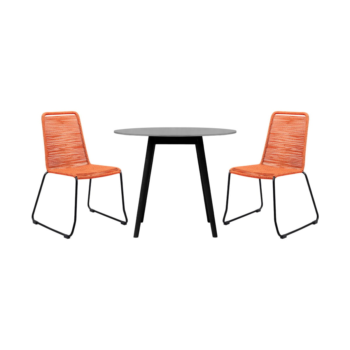 ff50de20121648b872de28e9c77111f6 Kylie And Shasta - 3 Piece Outdoor Patio Dining Set - Black Eucalyptus / Tangerine - Image 1