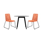 Kylie And Shasta - 3 Piece Outdoor Patio Dining Set - Black Eucalyptus / Tangerine