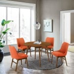 Arcadia - Round 5 Piece Dining Set - Orange / Walnut - Image 10
