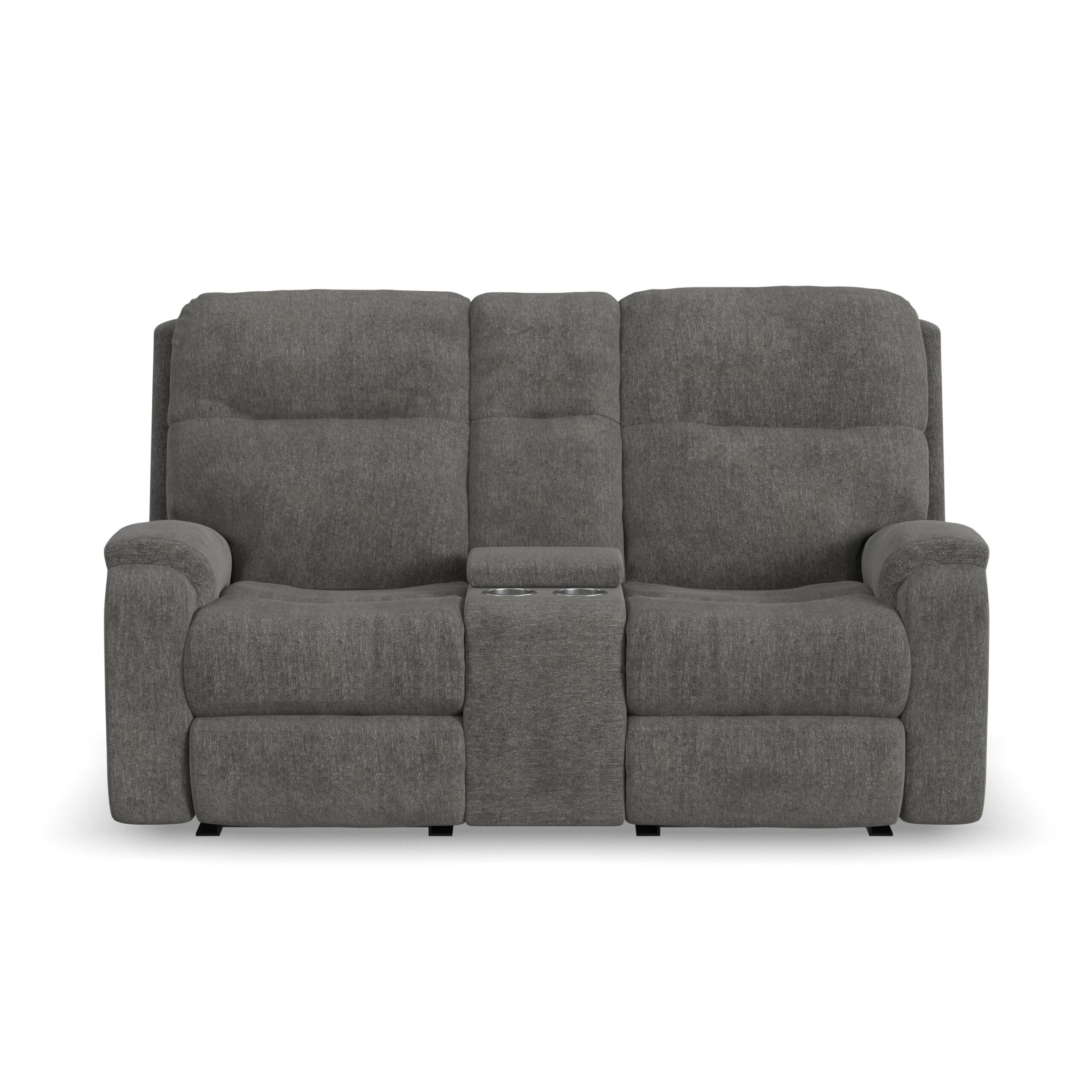 Penn - Fabric Power Reclining Loveseat With Console & Power Headrests & Lumbar